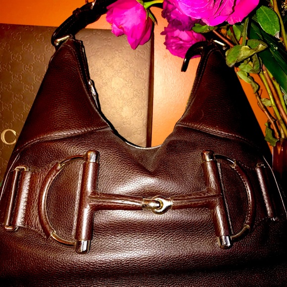 NEW GUCCI LEATHER GG HORSE-BIT SIGNATURE TRIM HOBO!!! BUY IT! 🔥 - Picture 3 of 16
